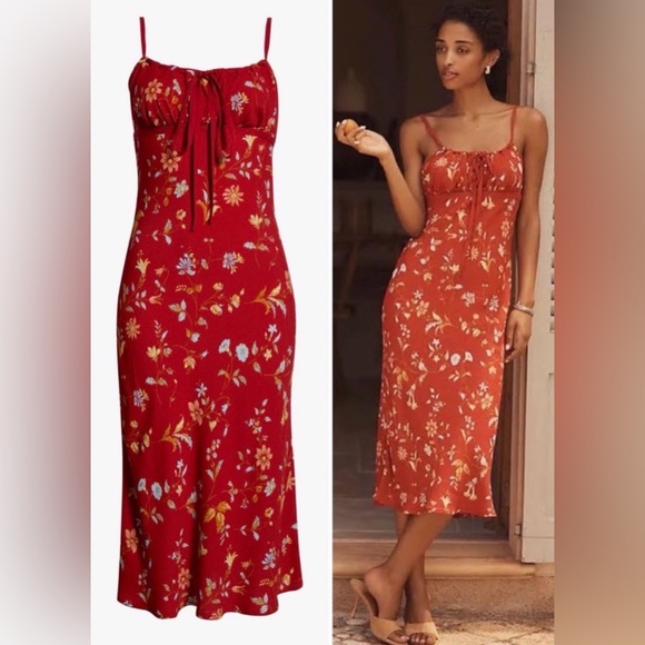 Reformation Dresses & Skirts - Reformation Camira Crepe Midi-Dress in Borsa Floral Red NEW NWT